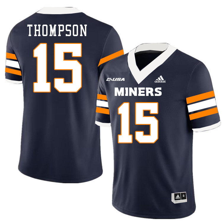 Bryton Thompson UTEP Jersey,UTEP Miners #15 Bryton Thompson College Football Jersey,Uniforms-Navy